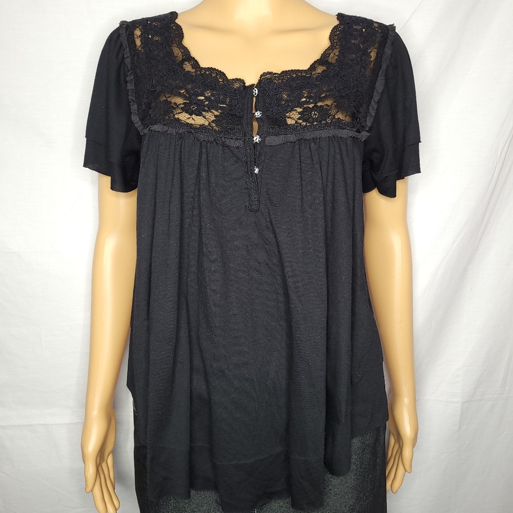 FREE PEOPLE LACE FLUTTER SLEEVE SWING TOP NWOT SM